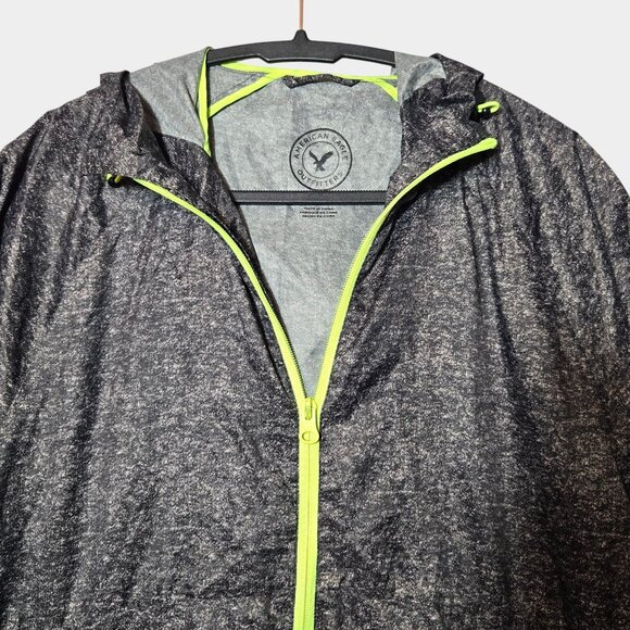 American Eagle Men's Lightweight Zip Windbreaker Hooded Jacket Grey S Gorpcore - Picture 2 of 12